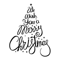 We wish You a Merry Christmas - handwritten lettering. Brush calligraphic text. Vector incription for card, poster, banner, label, t-shirt design and many others souvenirs