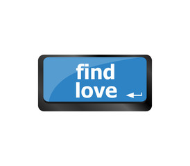 A keyboard with a find love button - social concept