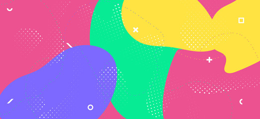 Bright Memphis Banner. Modern Geometric 