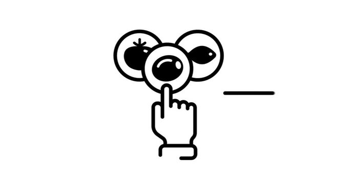 Italian food, 2d, animation, cartoon, illustration, clip art, vector. Web page sign in black and white. Alpha channel. Time lapse.