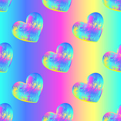 Fototapeta na wymiar Rainbow scratched hearts pattern