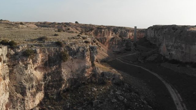 4k.drom video. Aerial view of the Barranco, Foz de Zafrane. The town of Alborton, Zaragoza, Spain, part 8