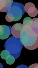 Multicolored translucent circles on a dark background. 3D illustration