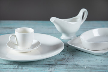 white dishes on table