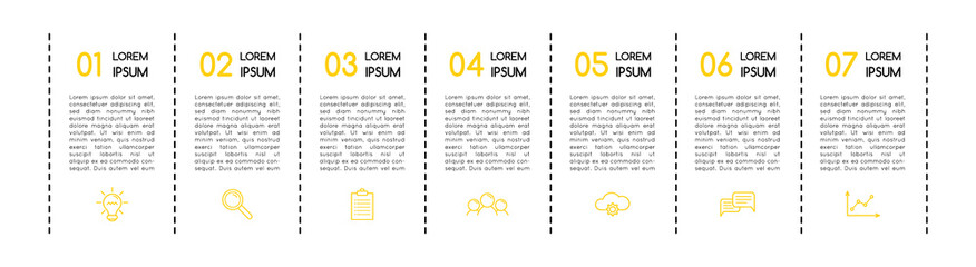 Business infographic layout with 7 steps. Minimalist diagram. Vector