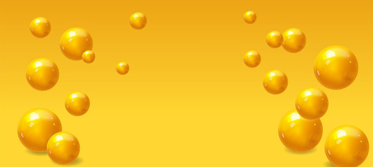 Abstract background, realistic yellow sphere 3d design, graphic element, isolated bubble banner, minimal pattern, modern poster sale vector illustration