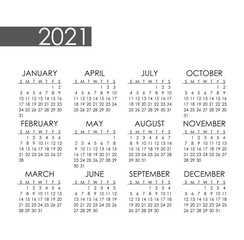 2021 year calendar. Vector illustration month business organizer year planner.