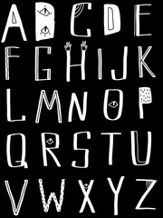 english alphabet on black background