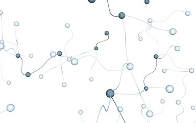 Neural network. Social network. Futuristic dna, deoxyribonucleic acid. Abstract molecule, cell illustration, mycelium. Light background. 3D illustration