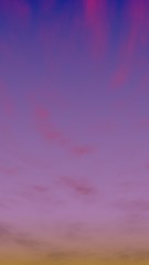 Fototapeta na wymiar Cumulus pink clouds in the purple sky at sunset. Abstract group of clouds in the evening. 3D illustration