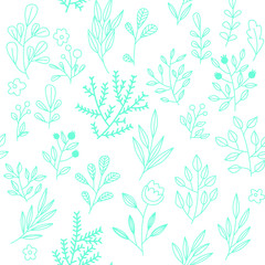 Texture with flowers and plants. Floral ornament. Original flowers pattern.