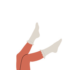 Set of three pairs of female legs in colored socks on a white background. High socks. Hand drawn vector colored trendy illustration. Flat design