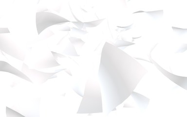 Flying sheets of paper isolated on white background. Abstract money is flying in the air. 3D illustration