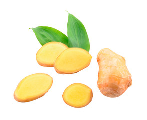 Ginger slices isolated on a white background