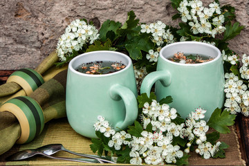 Tea of hawthorn flowers