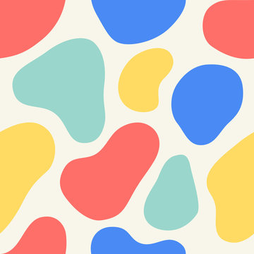 Seamless Round Stone Pattern. Abstract Colorful Background With Organic Shapes.