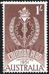 Postage stamps of the Australia. Stamp printed in the Australia. Stamp printed by Australia.