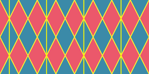 Harlequin vintage or argyle seamless pattern. Vector texture of rhombuses