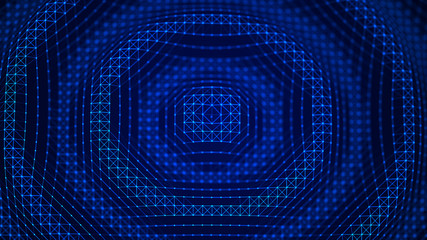 Digital technology background. Dynamic wave of glowing points. Futuristic background for presentation design. 3d