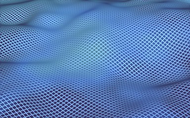 Abstract landscape on a purple-blue background. Cyberspace grid. Hi tech network. 3D illustration