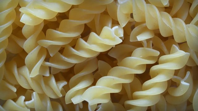 Slow rotation of group of spirali pasta