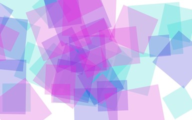 Multicolored translucent squares on white background. Red tones. 3D illustration