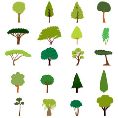 vector, on a white background, flat style tree, set