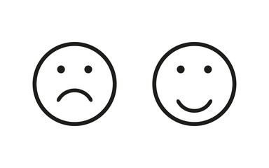 Sad and happy symbol, isolated flat icon. Vector illustration for wab