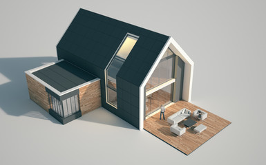 Modern pitched roof house mock up