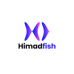 Fototapeta na wymiar H letter modern fish logo