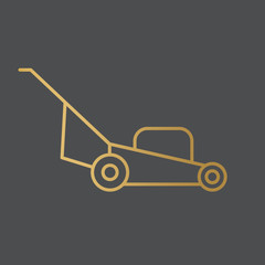 golden lawn mower icon- vector illustration