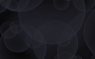 Abstract black background. Backdrop with dark transparent bubbles. 3D illustration