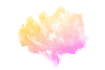Abstract pink and yellow watercolor textuer on white background.