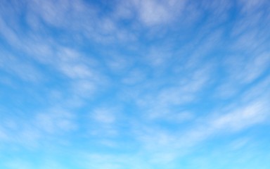 Blue sky background with white clouds. Cumulus white clouds in the clear blue sky in the morning. 3D illustration