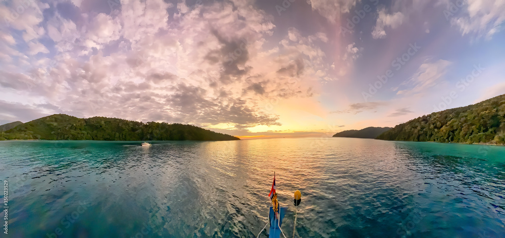 Wall mural Amazing sunset view of Surin Islands, Thailand. Panoramic view