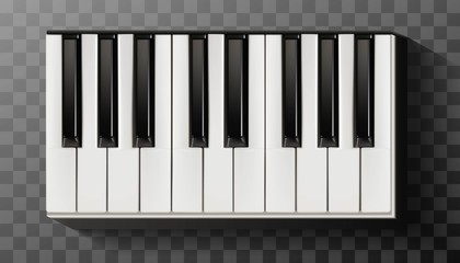 Fototapeta premium 3d realistic vector piano with keyboard black and white.