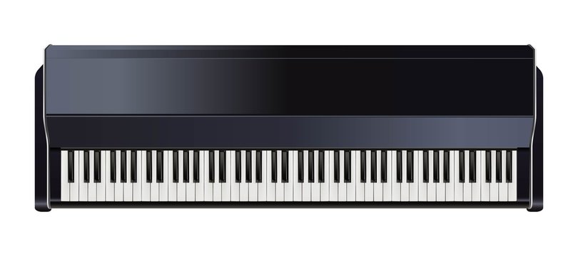 3d realistic vector piano with keyboard black and white.