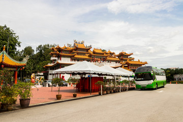 Thean Hou Temple from the outside. Colorful chinese art, architecture.