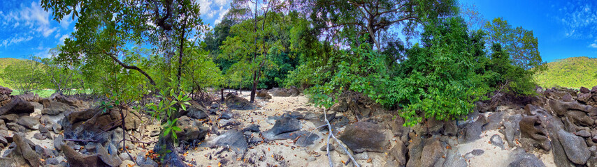 Fototapeta premium Ao Mai Ngam Beach, Surin Islands National Park. Panoramic view