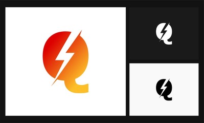 letter Q lightning concept design electrical logo