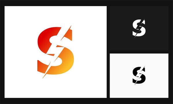 letter S lightning concept design electrical logo