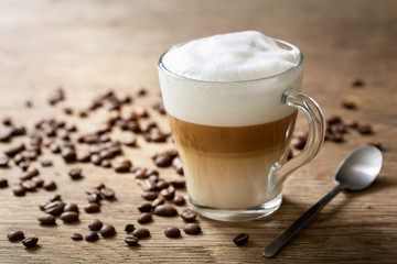 glass of latte macchiato coffee