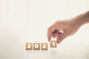 Happy New Year 2021 concept banner with copy space.