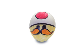 Colorful painted mushroom Easter egg in isolated background