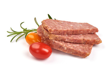 Canned stew, preserved meat, isolated on white background