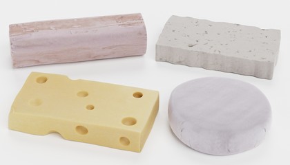 Realistic 3d Render of Cheese Set