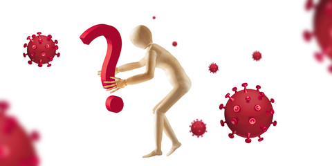 Obraz na płótnie Canvas Image of stylized man and stylized coronavirus symbol.Image as symbol of the carononovirus pandemic.