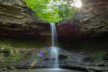 Cascada Saharna or Saharna waterfall in spring, Moldova