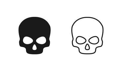 Skull icon isolated set. Danger symbol vector illustration in flat