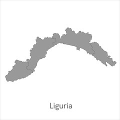 Vector illustration: administrative map of Liguria with the borders of the provinces